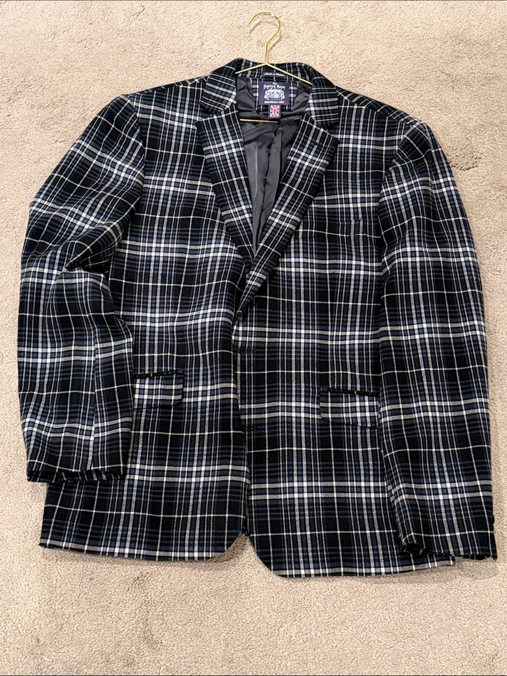 Men's Black & White Plaid Blazer